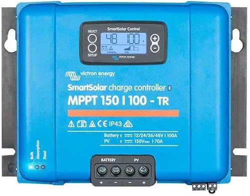 Victron Energy SmartSolar MPPT Tr VE. Can Solar Charge Controller (Bluetooth) - MPPT Charge Controller for Solar Panels - 150V 100 amp 12/24/36/48-Volt - 4