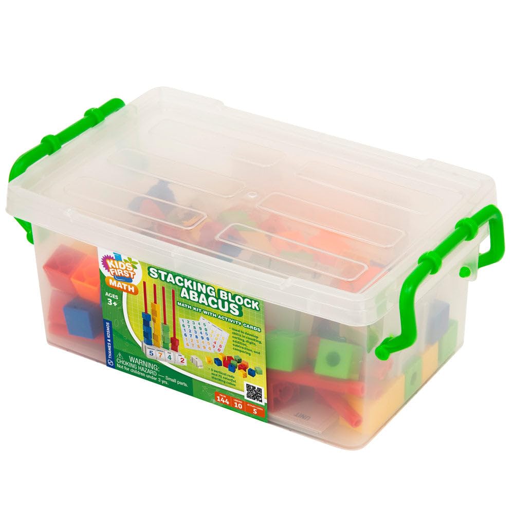 Kids First Math: Stacking Block Abacus Math Kit w/ Activity Cards | Develop Skills in Counting, Sorting, Subtraction, Addition & More | Visual Hands-on Math for At-Home or Classroom Learning, Ages 3+