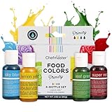 Chefmaster Food Coloring Liqua Gel Set (4-Pack), Vegan-Friendly Gluten-Free Food Dye for Easter Cake Creations & Easter Cookies, 0.7oz Red Green Yellow & Blue Food Colors for Easter