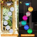 iShabao Solar Wind Chimes, LED Globle Ball Color Changing Outdoor Waterproof Mobile Decorative Hanging Solar Lights for Home Patio Yard Garden Decor Great Gifts for Mom/Grandma