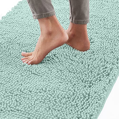 Image of GORILLA GRIP Bath Rug Mat 54x24, Soft Absorbent Chenille, Quick Dry Microfiber Mats, Rubber Backing Washable Shower Floor Rugs, Bathmat Runner, US Designed Bathroom Home Decor Accessories Seablue