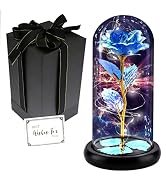 FAYODO Beauty and The Beast Rose, Galaxy Rose Flower Gift for Girlfriend, Rose in A Glass Dome wi...