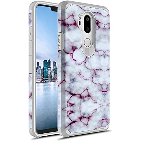 Rosebono for LG G7 Thinq Case, Slim Hybrid Dual Layer Shockproof Hard Cover Graphic Fashion Cute Colorful Silicone Skin Cover Armor Case for LG G7 Thinq (Purple Marble) Cover