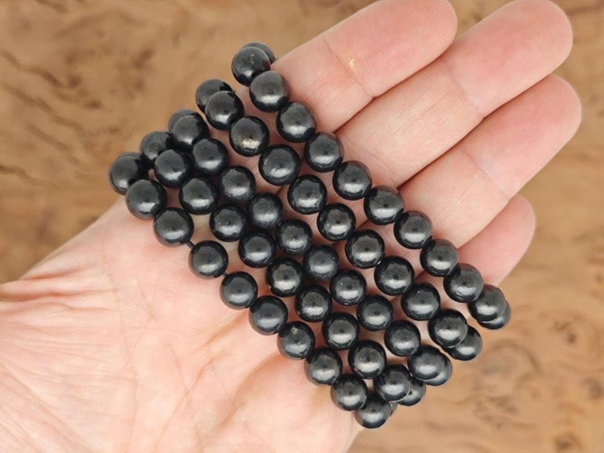 Unisex Natural Shungite 8mm Stretchable Healing Bracelet