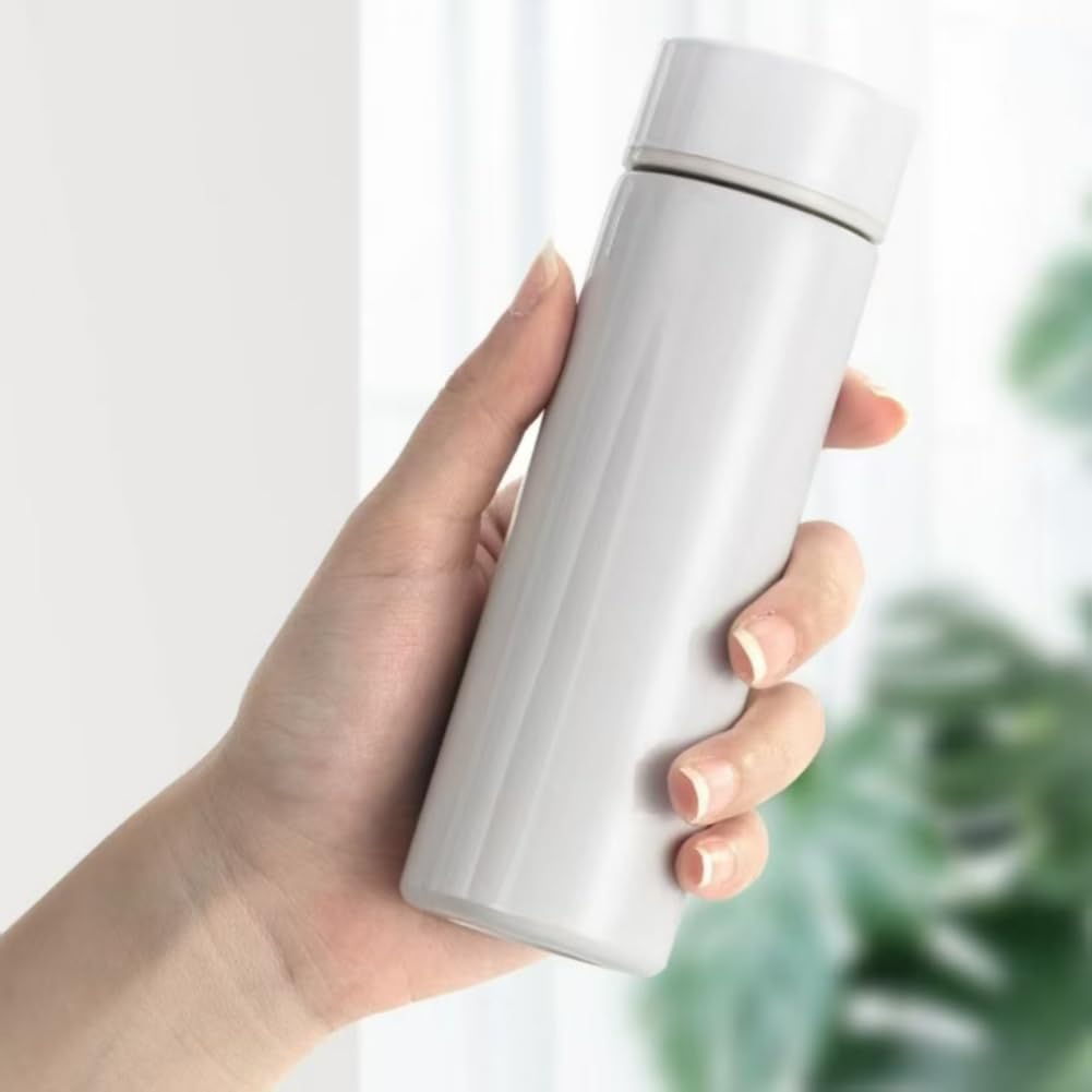 Mini Water Bottle,Stainless Steel,Metal Water Bottles, Pocket Cup,Keeps Drinks Hot/Cold Leak Proof,5oz (White)