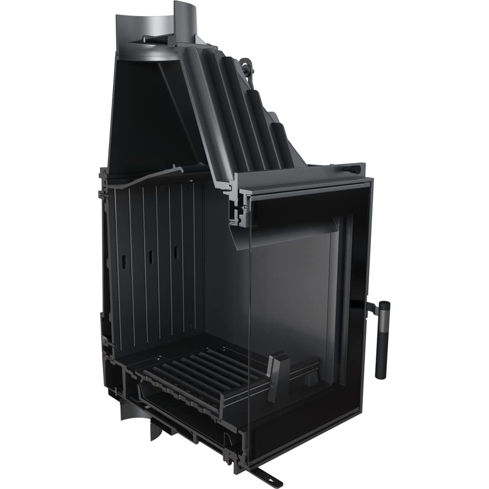 KRATKI Zosia Inserto per Camino a Legna con Presa D'aria Conforme Bimschv 2 12 Kw Ef fi cienza Termica 83% Uscita Scarico fi 200 mm Ghisa Vetro Decorativo 70 X 85cm