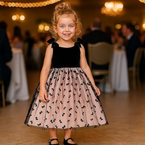 Toddler Girls Velvet Dress Tulle Butterfly Festival Birthday Party Little Girls Fall Winter Dresses 2-8 Years2