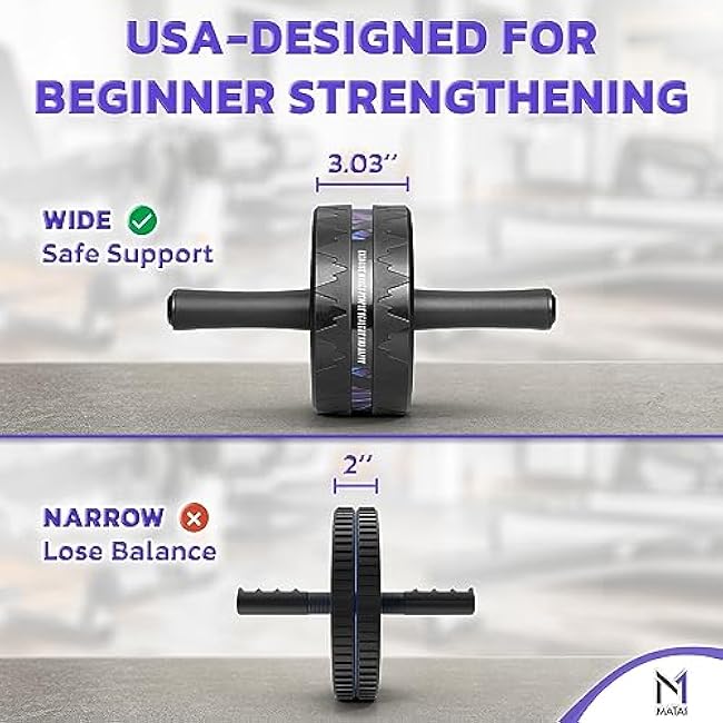 Ab Roller Wheel, Abs Workout Machine, Perfect for Core & Abdominal Strength Training, Exercise Wheels for Home Gym w/Knee Pad, Fitness Equipment for Sports