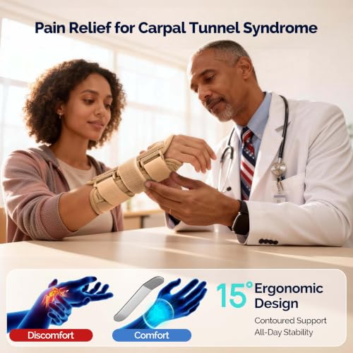 Image of FEATOL Carpal Tunnel Wrist Brace 2 Pack, Splint Night Support Women Men
