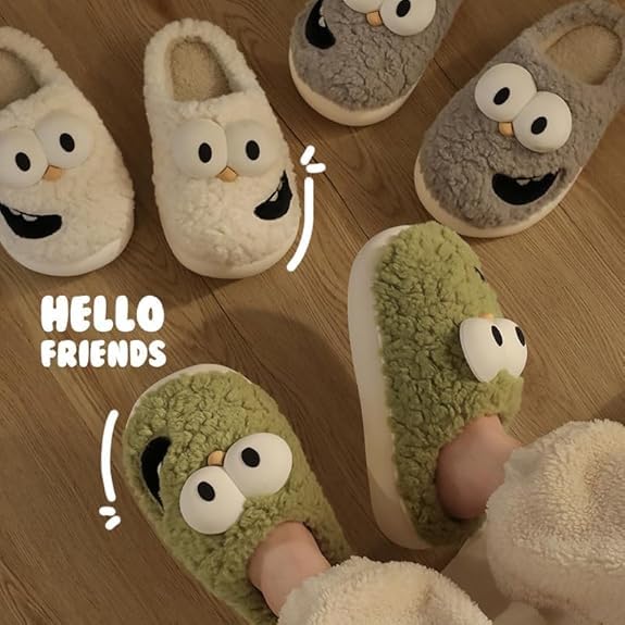 Soulmate Kissing Slippers for Women Men, Tongue Out 3D Big Eye Dog Slides, Non-Slip, Breathable, Anti-collision Toe Cap4