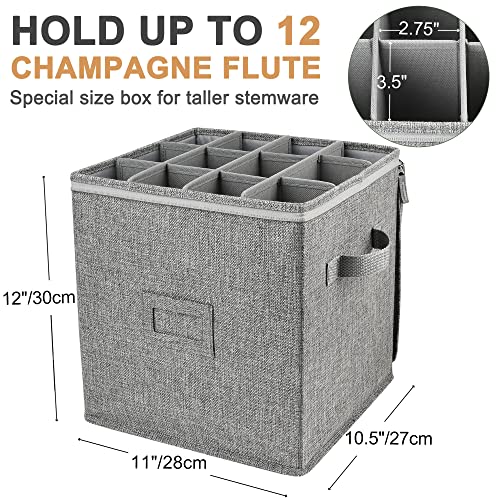 image for LotFancy Champagne Flute Storage Container, Hard Shell, Stackable, 12