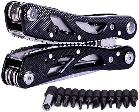Multitools Folding Plier, Multipurpose Outdoor Survival Portable 13 In 1 Non Slip Pocket Multi Tool Set For Men With Pincers/Screwdriver Black