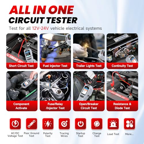 Image of 2026 BOSSCOMM P180 Automotive Probe Tester - 9-30V Electrical Power Probe, AC /DC Voltage /Diode /Resistance /Relay /Fuse Test, Wire Tracer, Battery /Fuel Injector Tester, 40FT Cable
