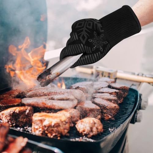 Comsmart Luvas de churrasco, luvas resistentes ao calor, luvas de silicone antiderrapantes, luvas de