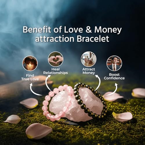 Image of VAMA Love Bracelet & Money Magnet Bracelet Attraction Combo - Energized at Hanuman Mandir | Handcrafted Crystal Beads for Love, Confidence & Prosperity | Vibration Healing Bracelets for Men & Women