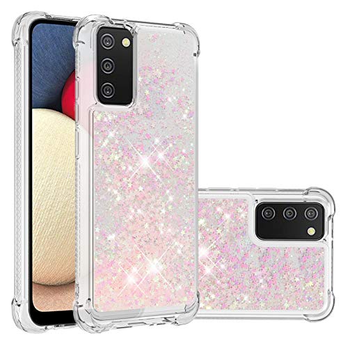 Transparent Liquid Case für Galaxy A02S Silver, Gel Silicone Phone Case Glitter Floating Liquid Cover Ultra Slim Bumper Case Sparkly Back Case Resistant Hard Compatible with Samsung Galaxy A02S