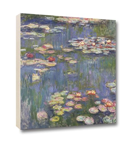 キャンバス画 【世界の名画】 モネ 壁紙 アートパネル 壁絵 風水 玄関 絵 開運 祝い ☆印象派☆ 西洋画 風景画 淡い 水彩 複製画 art 絵画 芸術 名画 お洒落 飾る 壁掛け インテリア(400×400, 睡蓮)