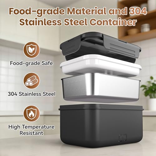 Vabaso Cordless Electric Lunch Box with 8000mAh Battery, 1.8L/7.6-Cup Heated Lunch Box for Adults, Portable Self-Heating Food Warmer for Office Outdoor Work — view 3