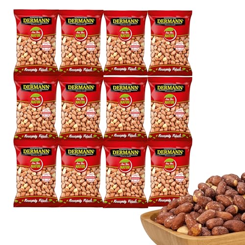 12 Stück × 200 g Erdnüsse mit Schale und Salz, geröstet & gesalzen – Knuspriger Snack für Filmabend & Freunde, Zwischendurch, Party & Büro, Familienfeiern (12 Stück × 200 g, Gesalzene Erdnüsse)
