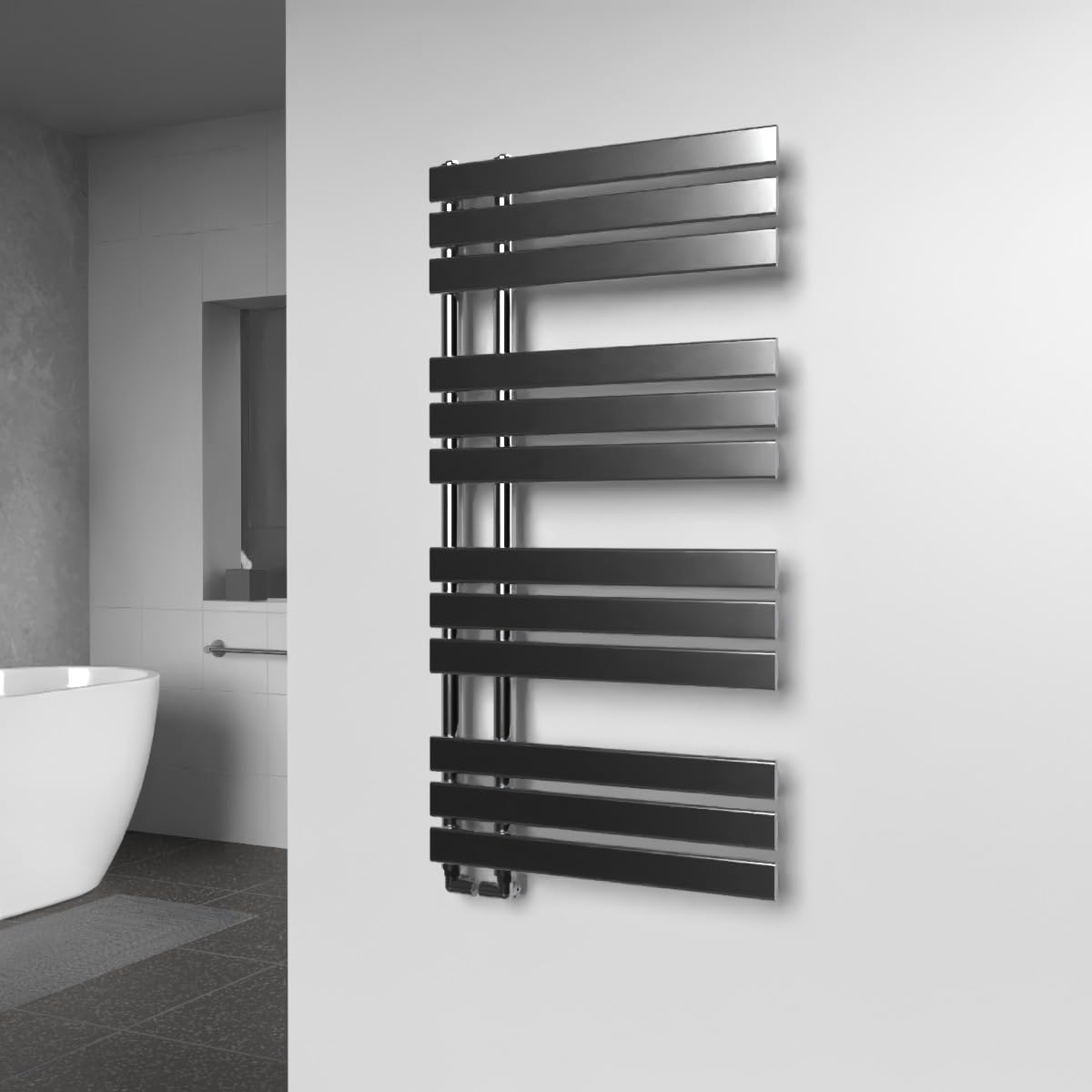 Lux Heat Chrome Open-Flat Designer Towel Radiator 1180Mm (H) X 600Mm (W)