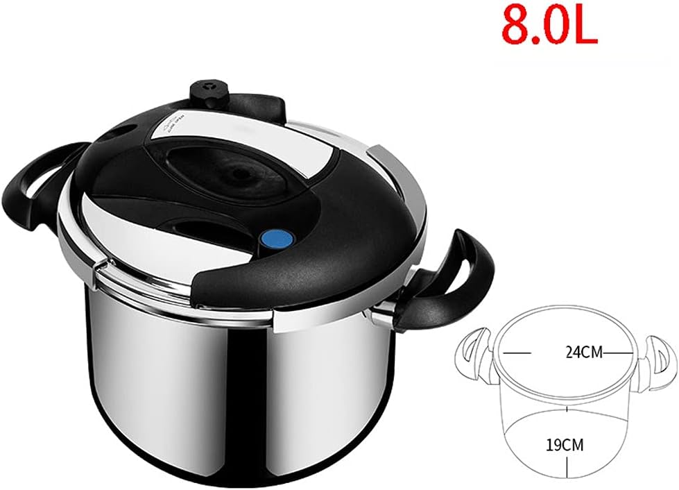 316 Stainless Steel Pressure Cooker, Explosion-proof Pressure Cooker with Self-locking Safety Valve, Visible Lid, Household Gas Stove and Induction Cooker (Size : 8L)