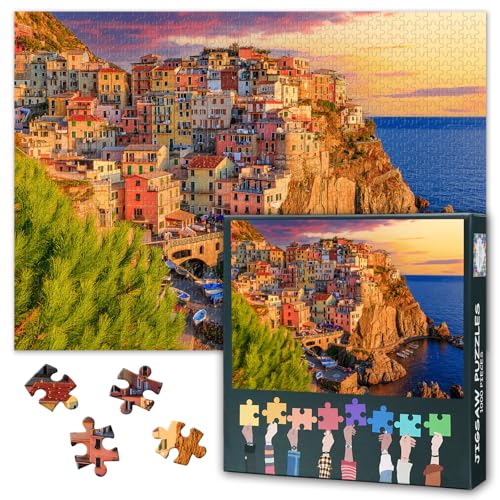 TUMOVO 1000 Piece Puzzles for Adults Cinque Terre Coastal Village