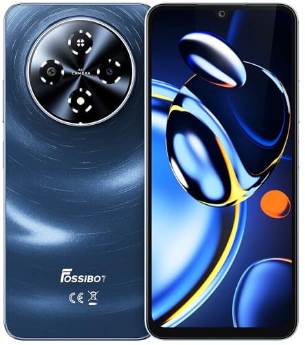FOSSIBOT S5 Pro Android 15 Smartphone | 32GB+256GB/2TB, 6.88" HD, 6000mAh, 50MP+8MP AI Camera - 2026 Black Cell Phone