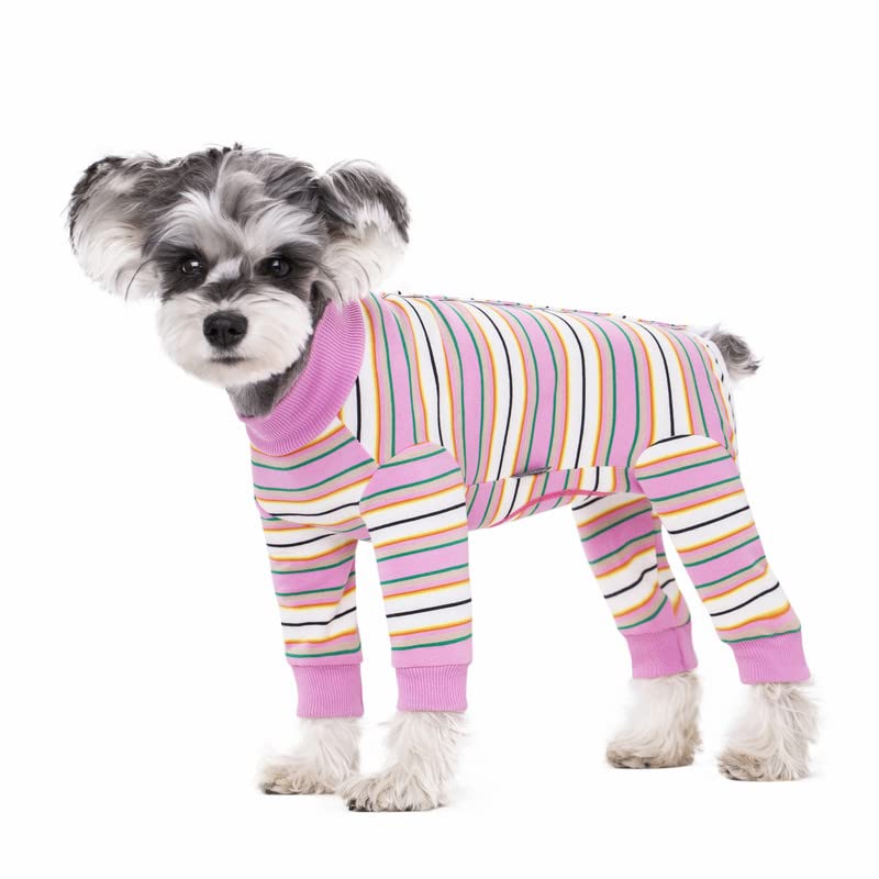 Image of Dog Surgery Recovery Suit for Small Dogs, 4-Legged Dog Onesie After Surgery with Back Snaps, Breathable Cotton Spay and Neuter Bodysuit for Female and Male Dogs