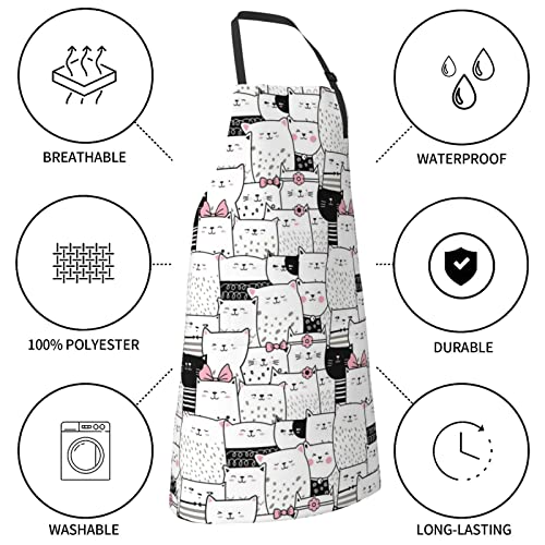 Hedyzone Bow Cat Apron For Women Men With 2 Pockets Adjustable Garden Home Kitchen Aprons Bib Chef Grooming Cooking Baking Gardening Art Funny Personalized Aprons 28X33Inch #TOP7