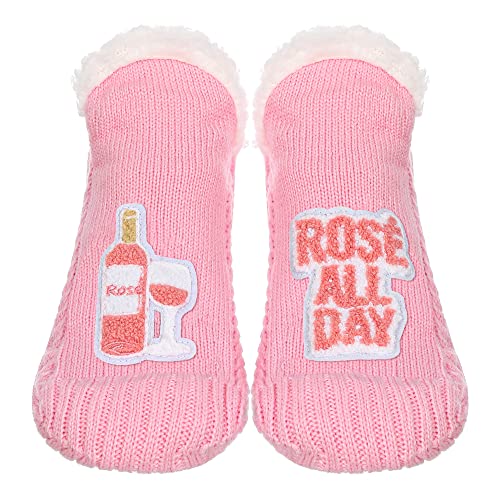 Image of ZYZX Cute Fuzzy Slipper Socks - Winter Warm Funny Non-Slip Knit House Socks With Grips - Fleece-Lined Fluffy Bed Socks for Women - Gifts