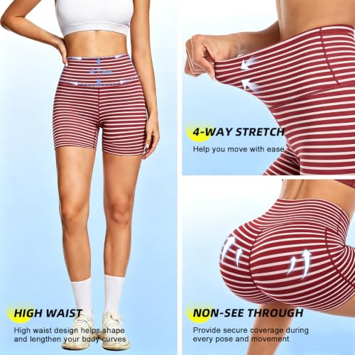 Image of FULLSOFT High Waisted Biker Shorts for Women-5 inch Tummy Control Fitness Athletic Workout Running Yoga Gym Shorts