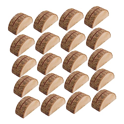 PRETYZOOM 20Pcs Semicircle Rustic Wood Business Holders Vintage Id Clamps for Wedding Table Numbers Party Events Restaurant Menu Displays and Home Decorations