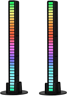2 Pack RGB Music Rhythm Light, Voice Activated LED Light,Rhythm Recognition Light, Sound Control Light, 32 Bits Pick Up Light, for Gaming, Car, PC, TV, Party and More (Black)