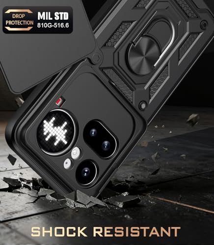Image of Tough Armor Bumper Back Cover Case for Nothing Phone 4A Pro 5G | Sliding Camera Cover, Kickstand & Ring Holder 360 Degree Protection Back Cover Case for Nothing Phone 4A Pro 5G - Black