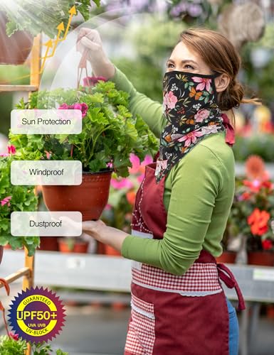 Image of FISHEAL UV Sun Protection Face Scarf Mask, Breathable Gardening Face Cover Neck Gaiter with Ear Loops Bandana for Men Women