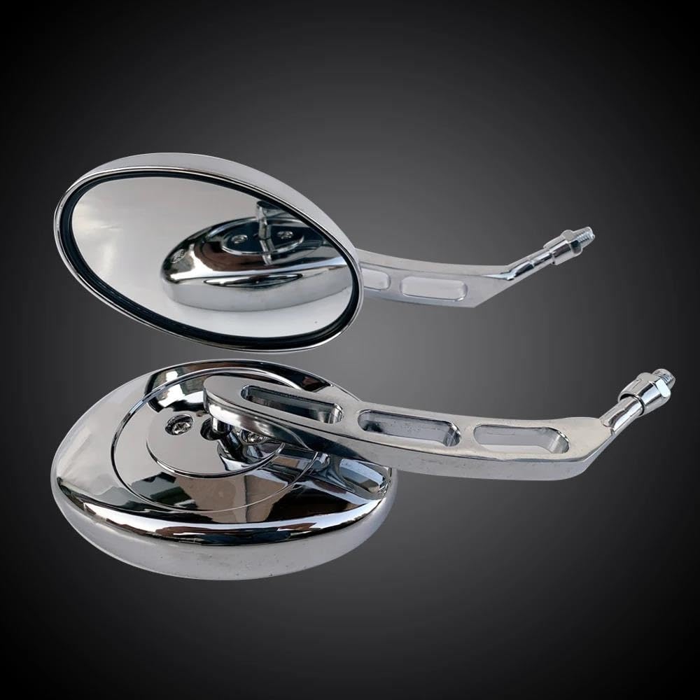 Specchietto Retrovisore Ovale Cromato Universale per Moto per Yamaha Xt 600 per Virago 125 per Virago 535 per Virago 1100