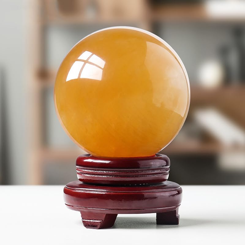 Sphère en citrine naturelle grand format 130mm, cristal de quartz jaune d'exception