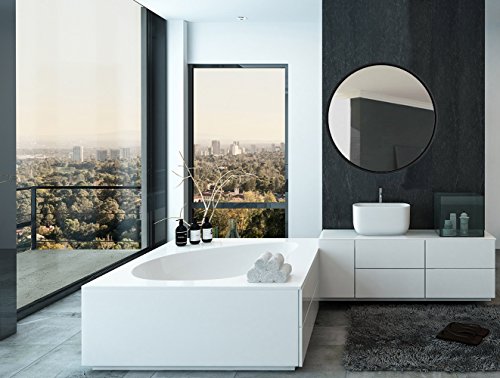 Hamilton Hills 32 Inch Circle Black Framed Wall Mirror | Large Premium Wooden Mirror For Wall | Floating Bathroom Mirrors For Vanity And Living Room | Hanging Round Mirrors For Wall Decor #TOP4