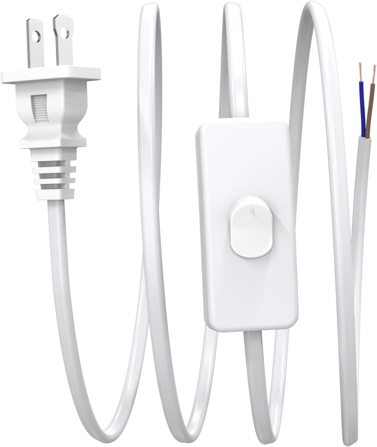 Replace Power Cord for Lamps with Switch Plug DIY Repair Lamp Extension Cord for Light Project and More-5.9FT (White)
