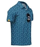 ZITY Mens Golf Polo Shirts Short Sleeve UPF 50+ Performance Moisture Wicking Print Pattern Casual Collared Golf Shirt for Men Legion Blue Large