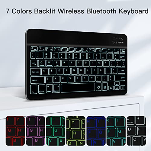 Image of Juqitech Backlit-Keyboard Case For Samsung-Galaxy-Tab S6 Lite 10.4 inch, Smart Case With Backlit Keyboard For Galaxy Tab S6 Lite Sm-P610 Sm-P615 Detachable Wireless Keyboard Cover With S Pen Holder, Black