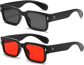 JOVAKIT Black Square Sunglasses for Women Men Simple Trendy Rectangle Thick Frame Style Sun Glasses UV400 Protection