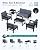 SERWALL HDPE Patio Furniture Set, 7-piece Outdoor Sectional Sofa Set, All Weather Outdoor Couch Set for Deck, Lawn, Black Frame with Grey Cushion
