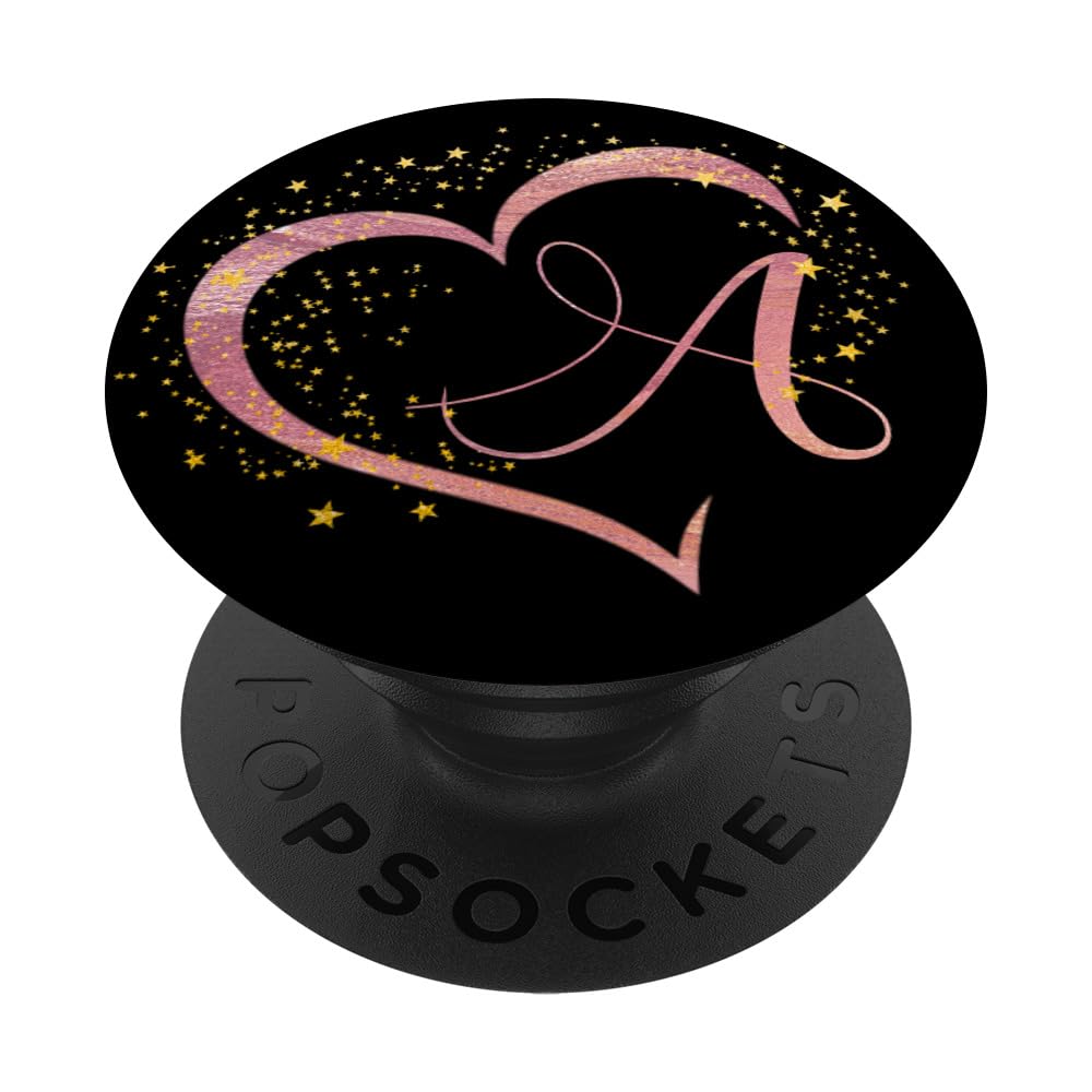 Pink Letter A Initial Heart Monogram PopSockets Adhesive PopGrip