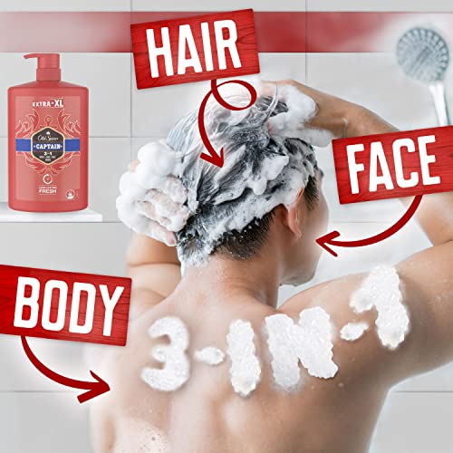 Old Spice Captain Shower Gel Men 1000ml, 3-in-1 Mens Shampoo Body-Hair-Face Wash, Long-lasting Fresh VALUE PACK 1L With Pump - Image 5