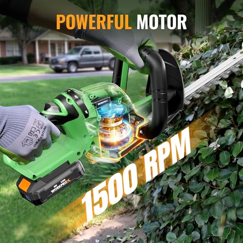 Image of WORKPROX 20V Cordless Hedge Trimmer with 180 Rotatable Handle, 18'' Dual-Action Blade & 2.0Ah Battery, 5 /8 inch Cutting Capacity, Safety Lock, Lightweight Shrub Trimmer for Garden Yard