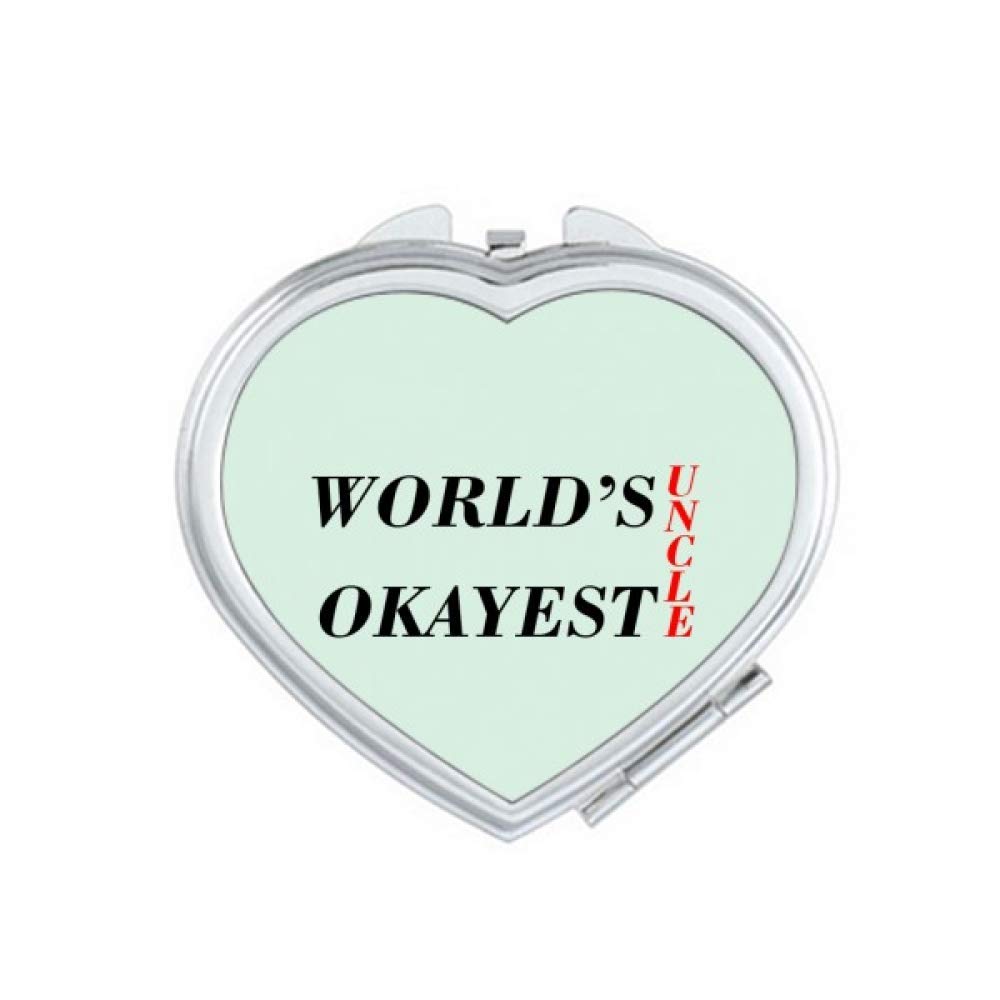 World's Okayest Uncle Best Quote Mirror Heart Portable Hand Pocket Makeup