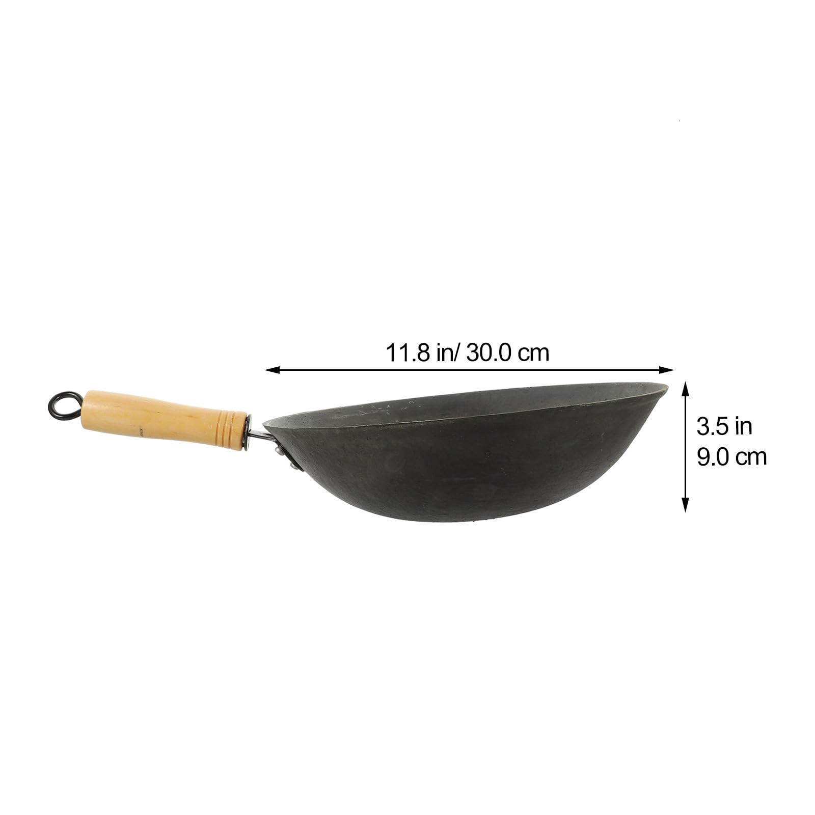 Wokpfanne Verschleißfest und Hohe Festigkeit mit Holzgriff aus Eisen Schmiedeeiserne Zufälliger Stil für Induktionsherd und Gasherd zum Täglichen Kochen