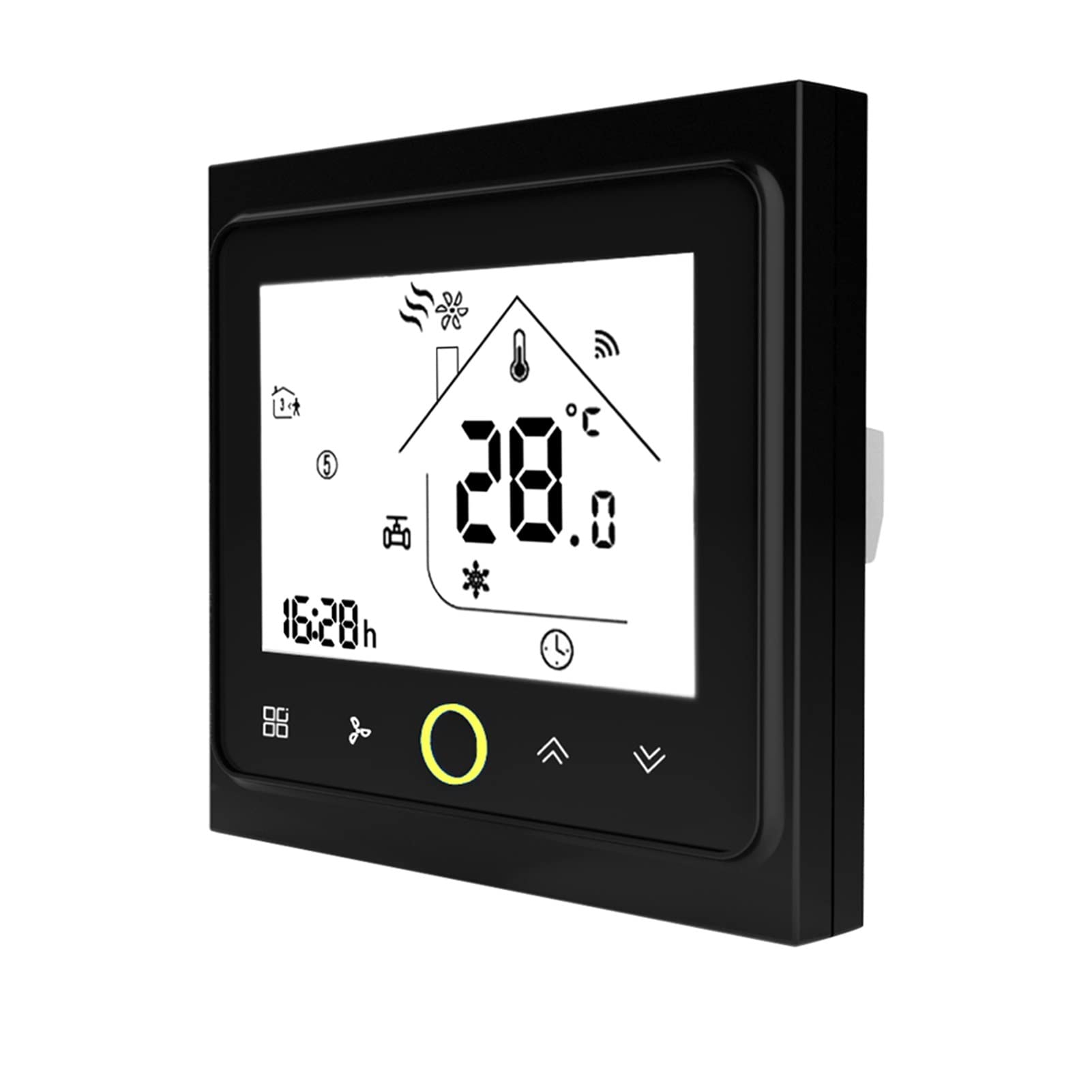 Inteligentny termostat, Smart TERMOSTAT 2P / 4P Centralne Klimatyzacja chłodząca/Ogrzewanie System regulator temperatury do cewki wentylatora(Nero,NO WIFI ADN MODBUS)