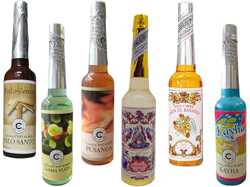 Set de Aguas Peruanas C’est Si Bon by Murray & Lanman – Pack de 6 Fragancias Surtidas (Florida, Pusanga, Clavel, Ruda, Palo Santo,Lavanda, Kananga y muchas Más)